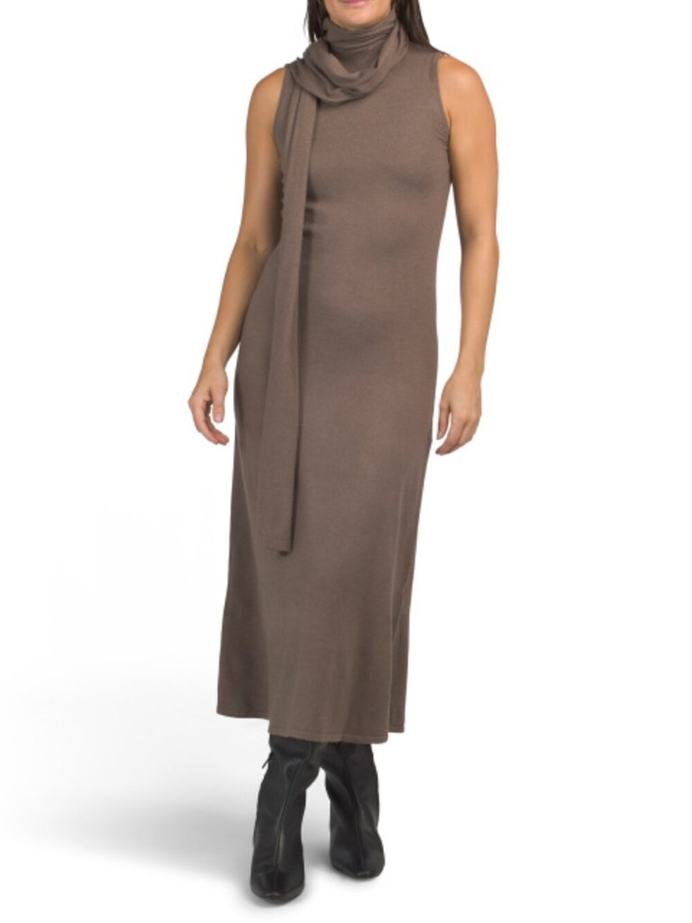 TAYLOR Knit Midi Dress With Scarf